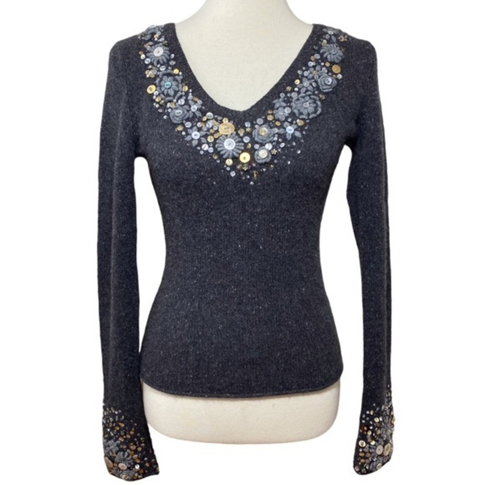 Subtle Luxury Cashmere Embellished V-Neck …